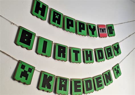 Minecraft Birthday Banner Personalized With Name And Age Of Your Choice Custom Orders Accepted