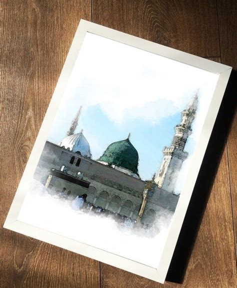 Masjid An Nabawi Watercolour Art Print Medina Mosque A4 Etsy