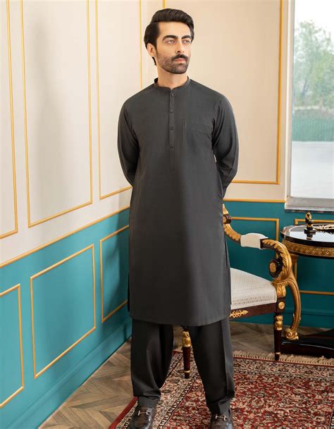 Charcoal Kameez Shalwar For Men