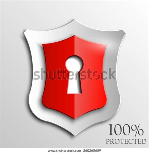 Red Shield Keyhole Isolated On White Stock Vector Royalty Free