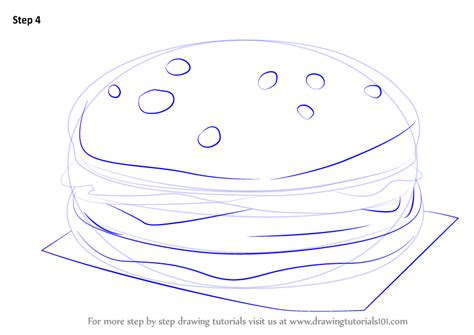 How to Draw a Hamburger (Snacks) Step by Step | DrawingTutorials101.com