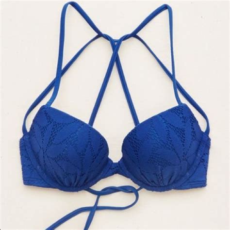 Aerie Swim New Aerie Brooke Blue Crochet Push Up Bikini Top Poshmark