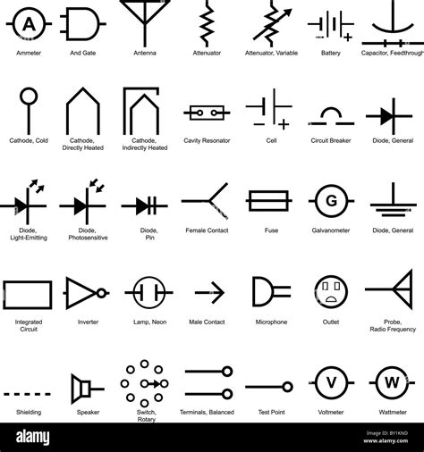 Electrical Symbol Icon Set Isolated On A White Background Stock Photo