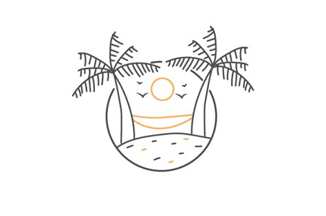 Line Art Illustration Design Beach Graphic By Muhammad Rizky Klinsman