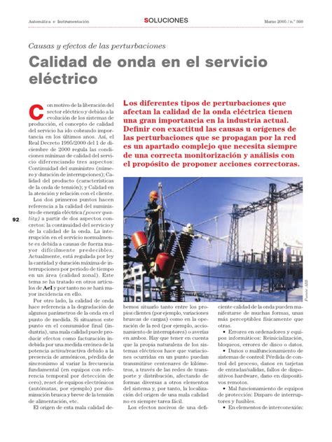 Causas Y Efectos De Las Perturbaciones Calidad De Onda En El Servicio Eléctrico Pdf