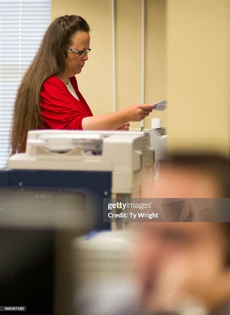 Rowan County Clerk Kim Davis Makes Uses The Copy Machine In The Clerk