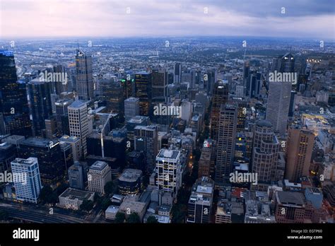 Aerial View of Melbourne City at Dusk Stock Photo - Alamy