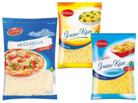 LOVILIO MILBONA Mozzarella Gratin Käse gerieben Online von Lidl