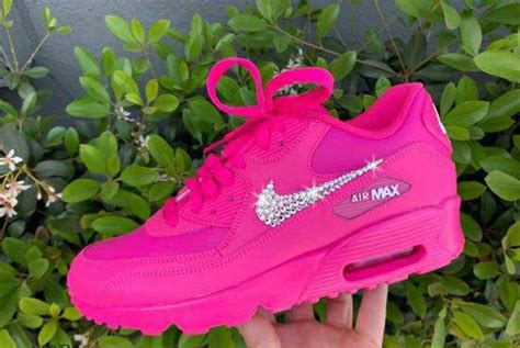 Swarvoski Crystal Jeweled Nike Air Max 90 Laser Fuschia Etsy Pink