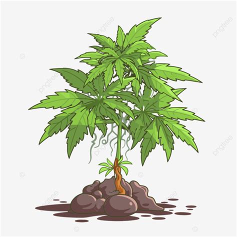 Ilustração Vetorial De Ervas Daninhas De Uma Planta De Maconha