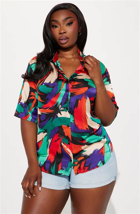 Aruba Satin Shirt - Multi Color | Fashion Nova