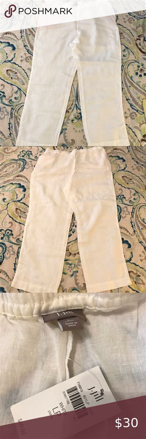 NWT J Jill White Linen Full Leg Style Pants Sz LP Jjill Clothes