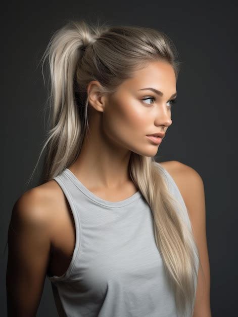 Premium Photo Woman With Long Blonde Hair In Ponytail