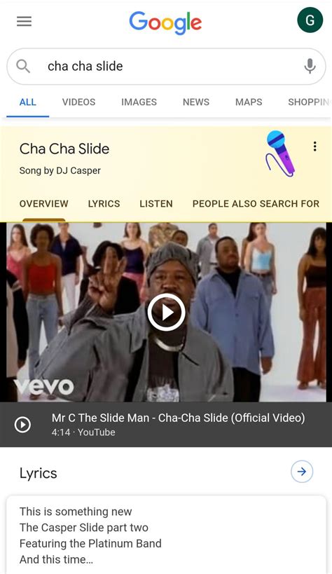 When you Google Cha Cha Slide, and then click the microphone the screen moves. : r/mildlyinteresting