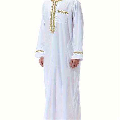 Luxurious Ramadan Thobe For Men Saudi Arabic Style Long Sleeve