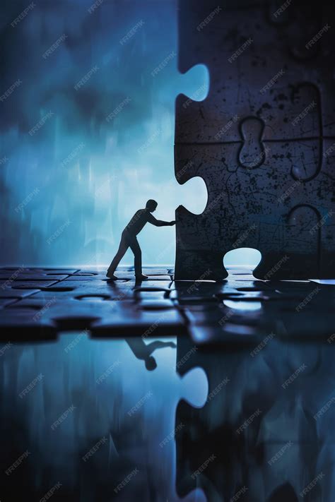 Premium Photo | Visual metaphor workers pushing puzzles symbolizing