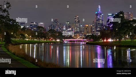 Melbourne Night Panorama Stock Photo - Alamy