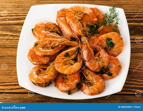 Fried Prawn Food Stock Photo Image Of Shrimp Plate 58203980