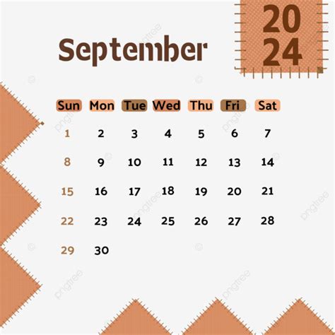 Templat Vektor Grafis Coklat Bulanan Kalender September September