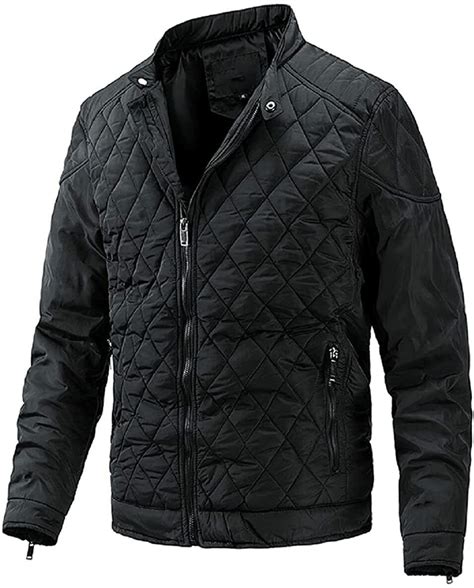 Men S Lightweight Stand Collar Diamond Quilted Down Alternative Jacket