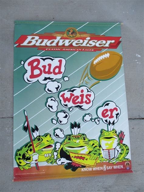 1997 Budweiser Beer Frogs Vinyl Advertising Football Banner