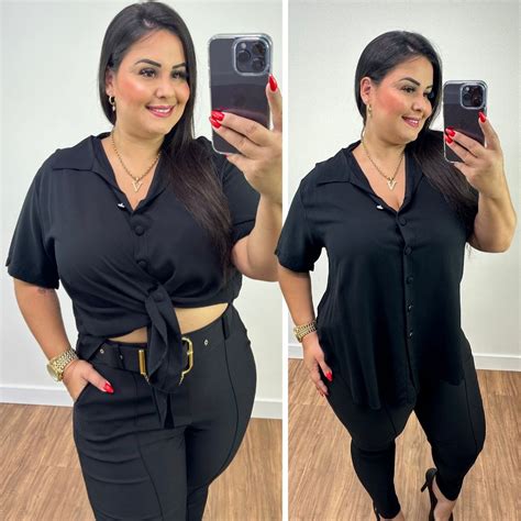 Camisa Mullet Preto Plus Size Belíssima 48 Belissima48