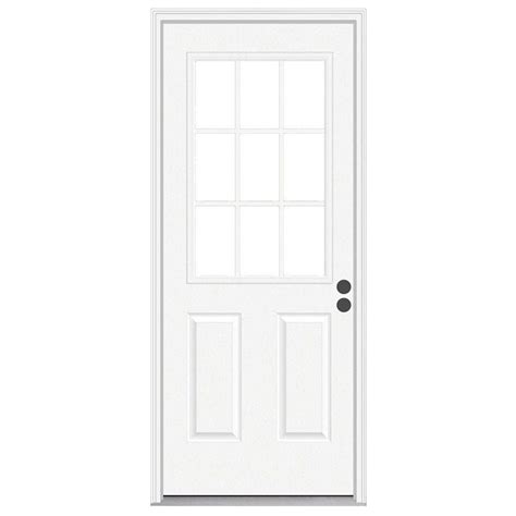 Jeld Wen 32 In X 80 In 9 Lite Primed Steel Prehung Left Hand Inswing Entry Door With