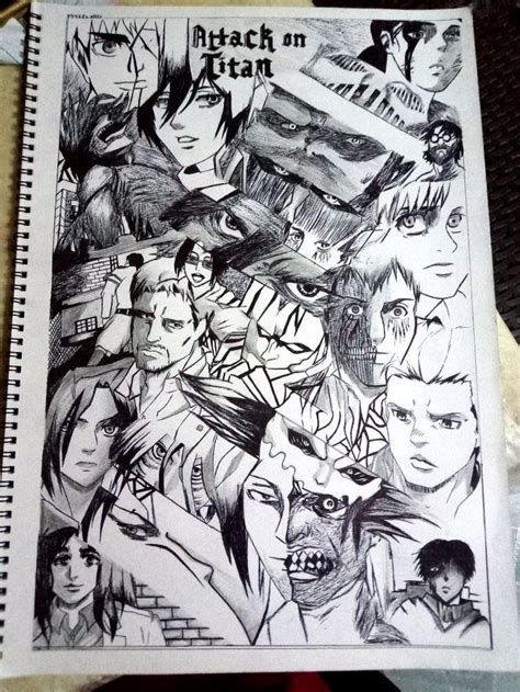 All 9 Titans Are Here Ballpen Attack On Titan Male Sketch Draw To