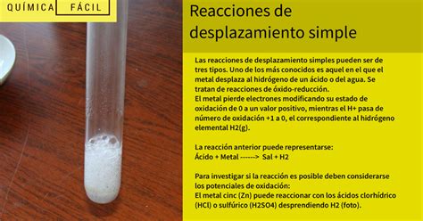 Química Fácil REACCIONES DE DESPLAZAMIENTO SIMPLE