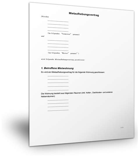 Mustervorlage F R Einen Mietaufhebungsvertrag