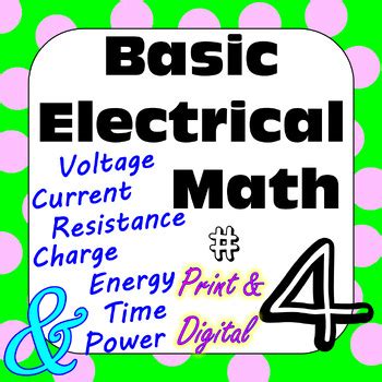 electricity ohms law  basic electric circuit math  print