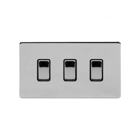 Soho Lighting Polished Chrome 3 Gang Switch With 1 Intermediate 2 X 2