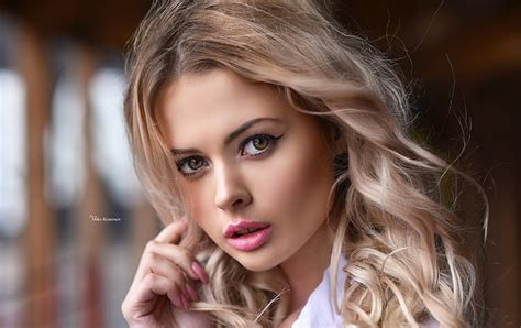 Women Blonde Depth Of Field Portrait Face Maksim Romanov White