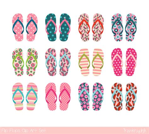 Pink Flip Flop Clipart Summer Sandal Clip Art Beach Sandals Clipart