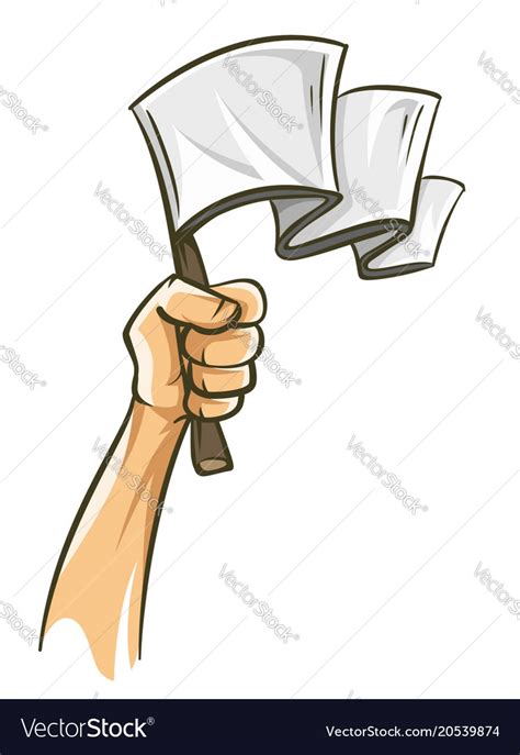 Hand Holding White Flag Royalty Free Vector Image