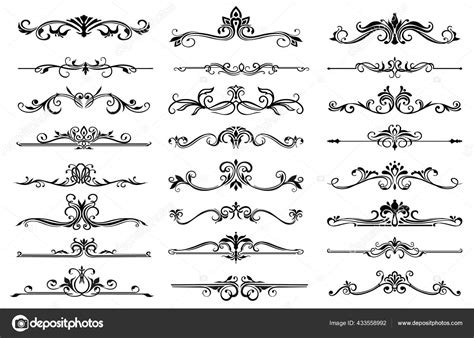 Floral Frame Border Lines Dividers Vector Set Ornate Flower Elements ...