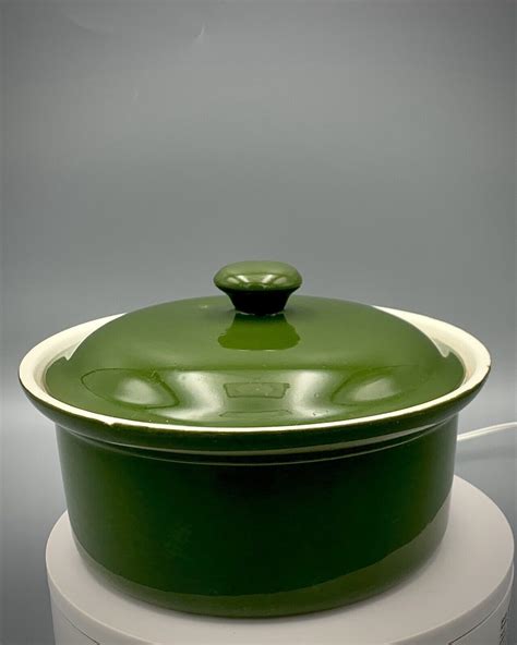 Hall Pottery Individual Size Casserole Dish And Lid Green Oval Vintage Ebay