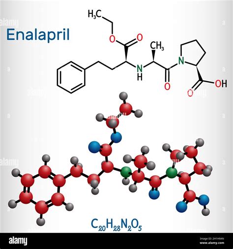 Enalapril Molecule It Is Ace Inhibitor Medication To Treat High Blood