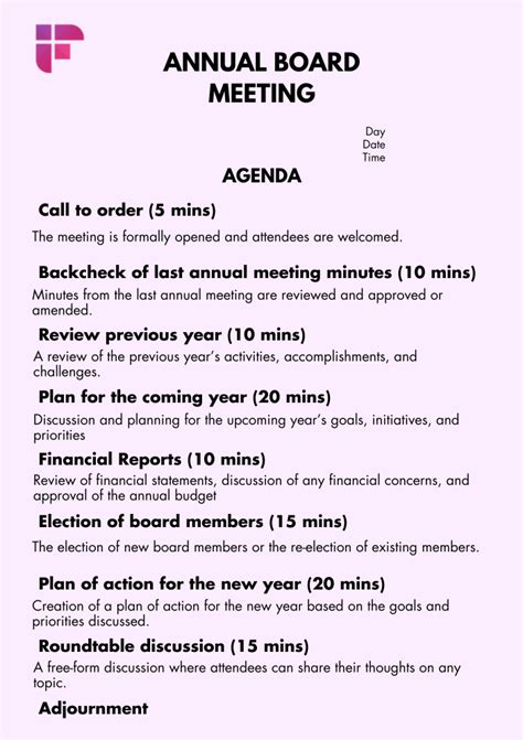 8 Free Board Meeting Agenda Templates | Fireflies.ai