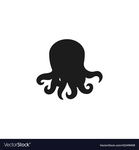 Baby octopus black silhouette cartoon Royalty Free Vector