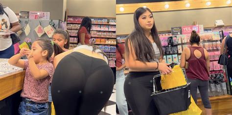 Latina Teen Bends Over In Her Super See Through Flared Leggings Candid Best Premium