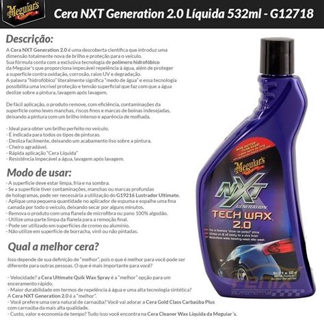 Cera Nxt Generation Tech Wax Liquida 2 0 Meguiars G12718