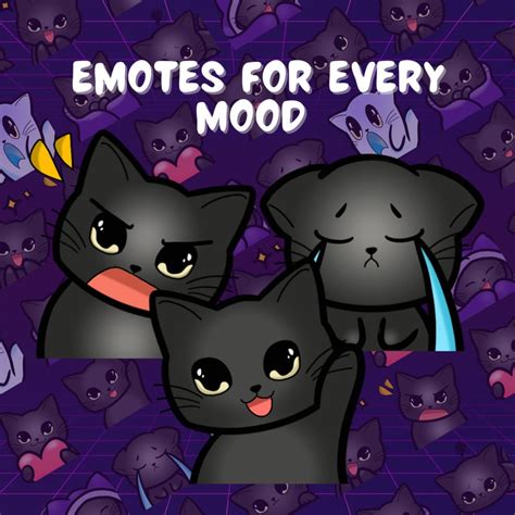 10 Black Cat Emotes Bundle For Twitch And Discord Cat Twitch Emotes Cat Emotes Black Cat Twitch