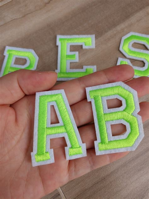 Green Embroidered Iron On Letter Applique Patchiron On Name Etsy