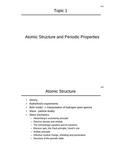 Pdf Topic Atomic Structure And Periodic Propertiesww Chemistry