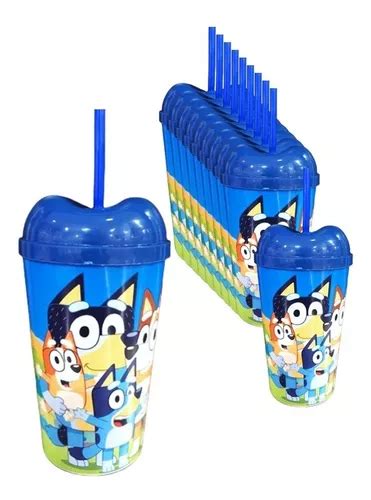 Vaso Pitillo Bluey X Sorpresa Pi Ata Regalo Fiesta Decorar Cuotas