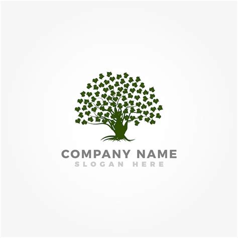 Plantilla de logotipo de árbol de roble para negocios Vector Premium