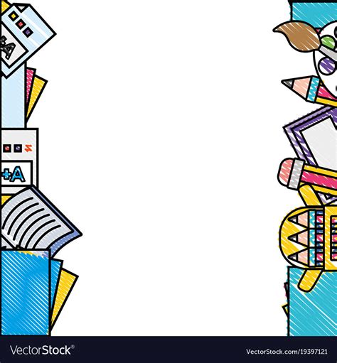 Grated school tools education background design Vector Image