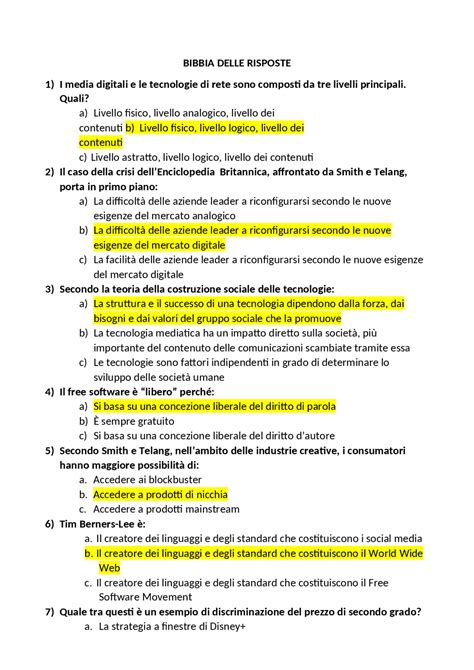 Domande A Crocette Teoria E Tecnica Dei Nuovi Media UNIBO Prove D