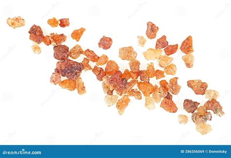 Frankincense Resin Isolated On White Background Top View Pile Of